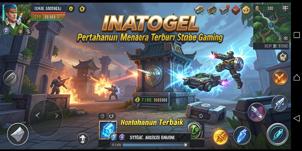 Screenshot gameplay INATOGEL menampilkan aksi menara pertahanan yang menegangkan.