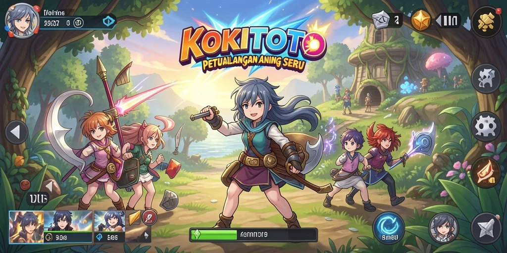 Screenshot KOKITOTO menampilkan aksi karakter dalam dunia Anime.
