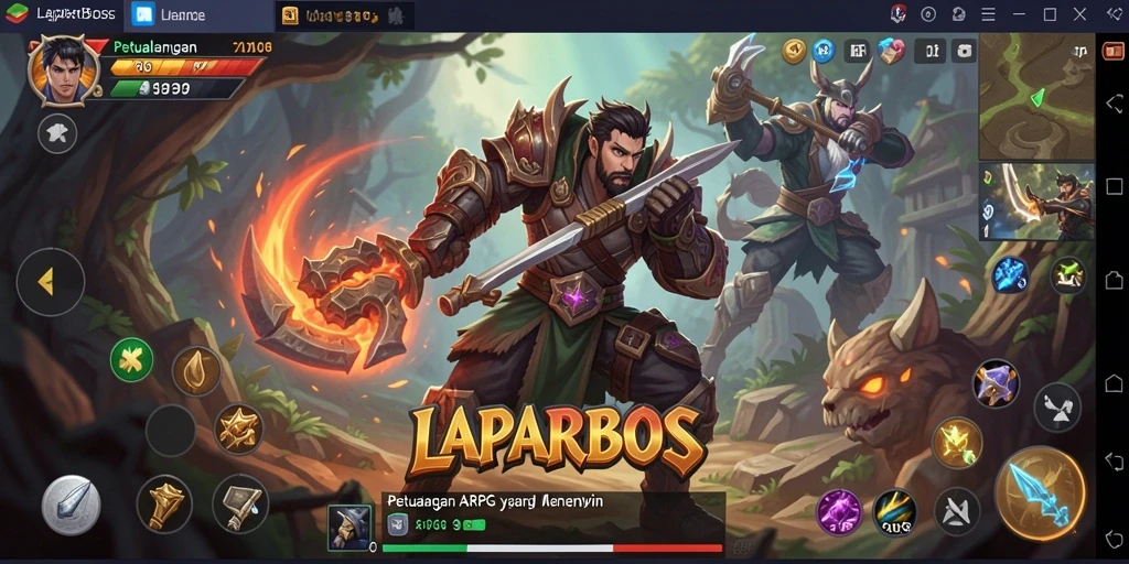 Screenshot utama LAPARBOS menampilkan pertempuran ARPG yang mendebarkan.