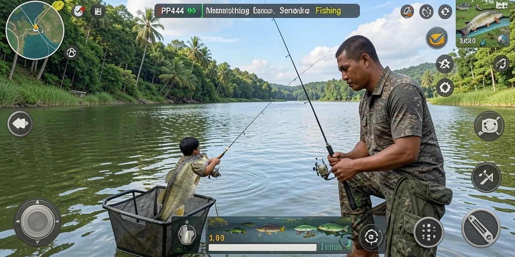 Gambaran menarik dari gameplay memancing di PP444.