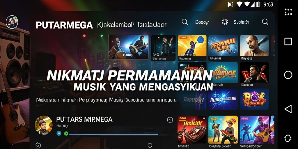 Screenshot gameplay PUTARMEGA menunjukkan interaksi pengguna dengan musik yang menarik.