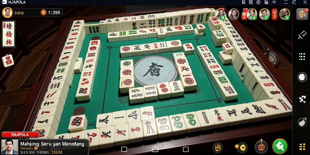 Tampilan gameplay menarik dari RAJAPOLA dengan ubin Mahjong yang indah.